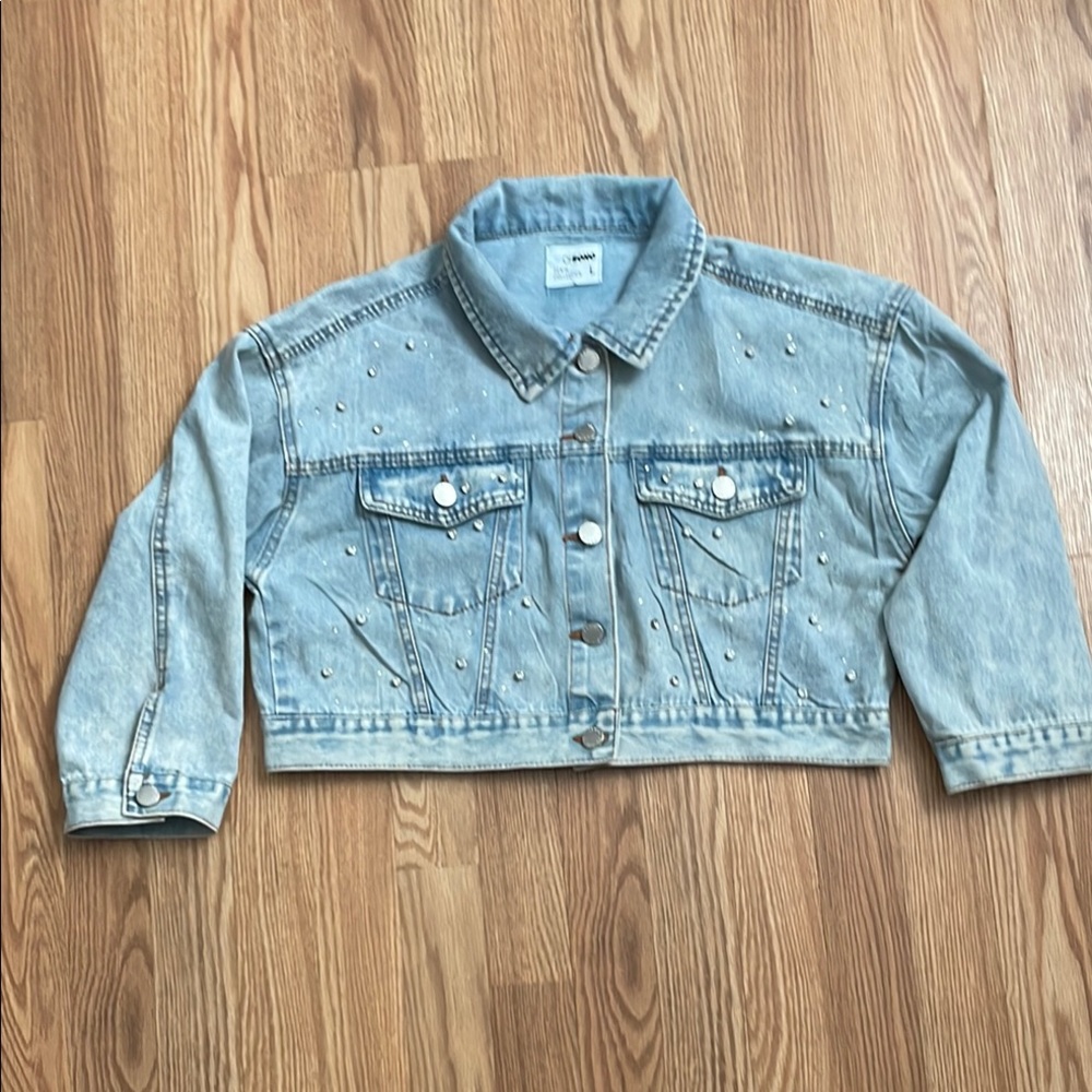 New Condition Ci Sono Light Blue Cropped Denim Jacket